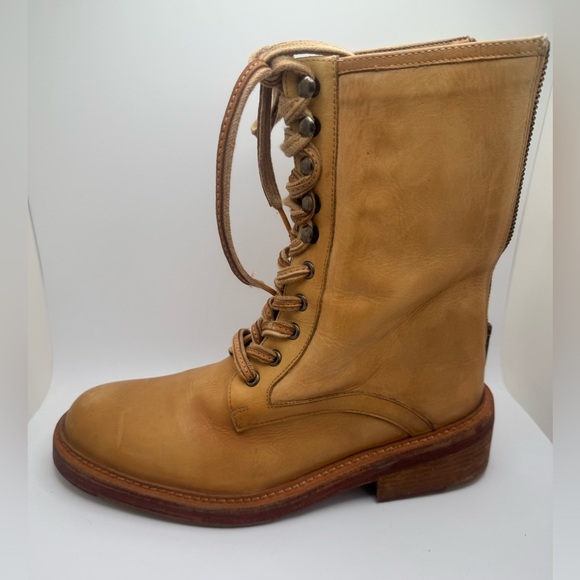 FREE PEOPLE SANTA FE Tan Leather Lace-Up Combat Boots 39 US 8.5 - Picture 8 of 16